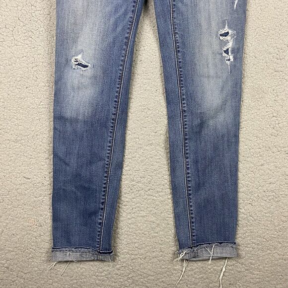 White House Black Market Skimmer Jeans Womens 4 Distressed Ankle Cuff 30x30 WHBM - Picture 3 of 16